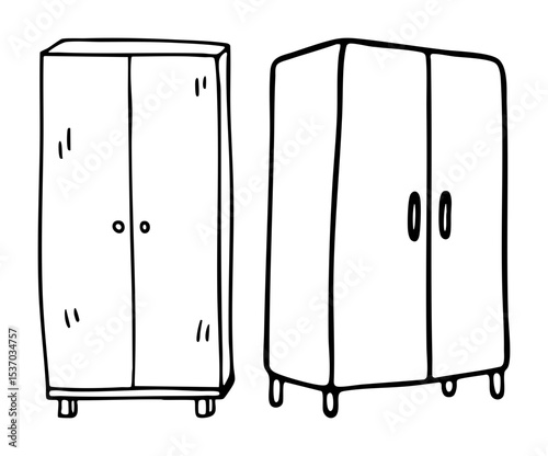Vector Detailed wardrobe illustrations showcase furniture .