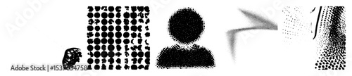 Vector Abstract figures of people in dotted monochrome style.
