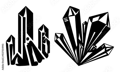 Vector Geometric crystals formations showcase sharp angular designs.