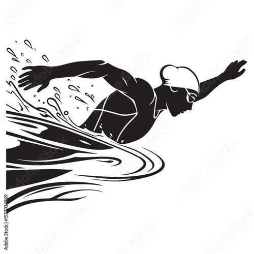 Swimmer silhouette freestyle aquatic sport