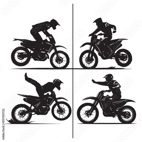 Motocross rider silhouette action sequence