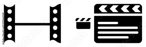 Vector Film Reel and Clapperboard Representing Cinematic Production