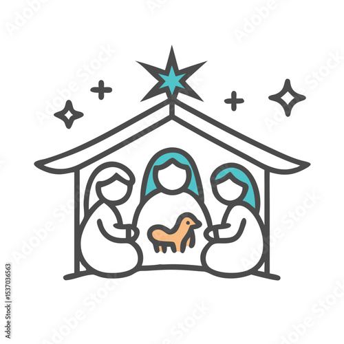 Holy family nativity scene illustration transparent background