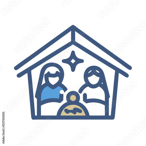 Holy family nativity scene icon transparent background clean cutout