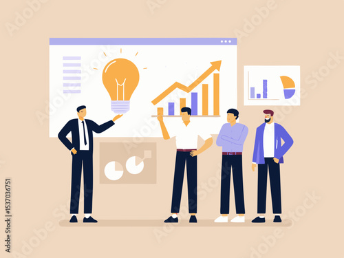 Business Team Brainstorming New Ideas Growth Strategy Presentation