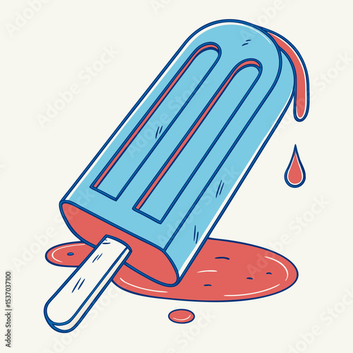 Melted popsicle summer treat sweet ice cream dessert blue red