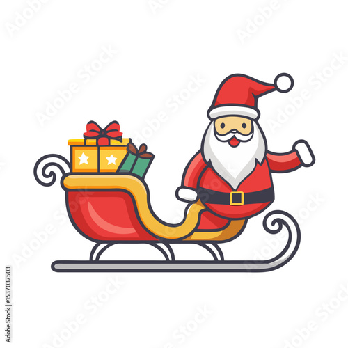 Santa claus in sleigh with gifts christmas design element