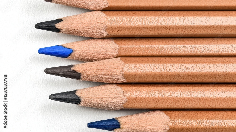 Fototapeta premium Closeup of Sharpened Colored Pencils on White Background
