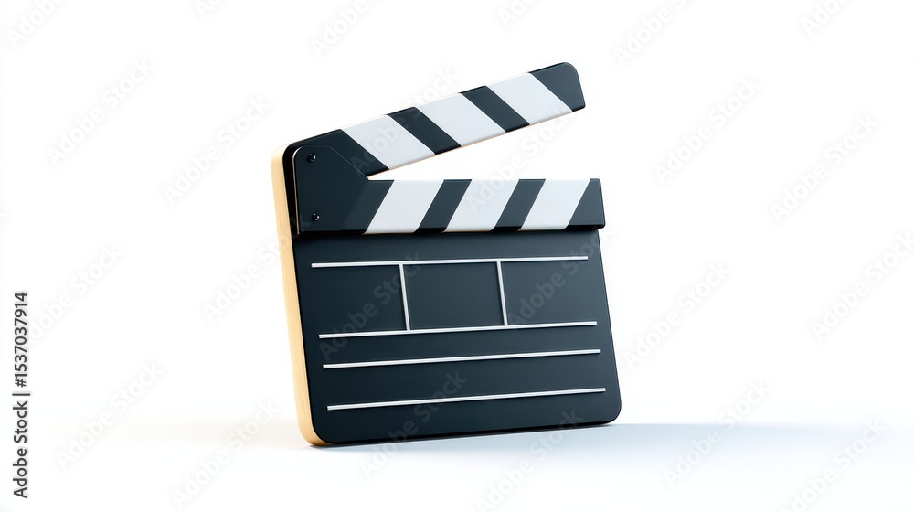 Fototapeta premium 3d render of a classic film clapperboard isolated on white background