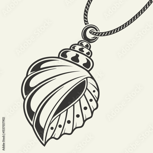 Seashell pendant necklace vintage style ocean jewelry design