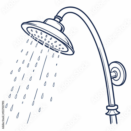 Overhead shower head water spraying bathroom cleanliness