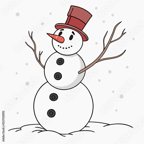 Cheerful snowman illustration with transparent background perfect for winter designs