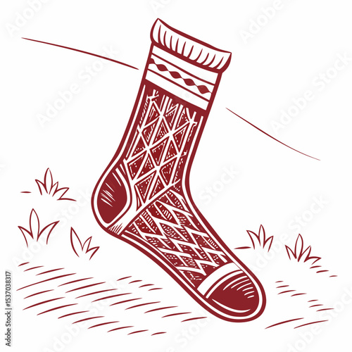 Ornate patterned sock illustration hand drawn design