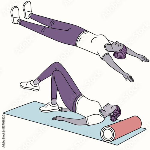 Woman performing two different core strengthening exercises