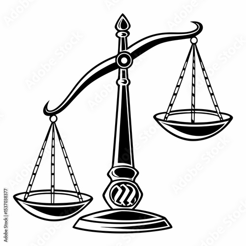 Classic black and white scales of justice illustration