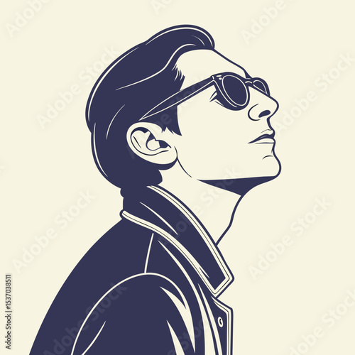 Stylish man profile view wearing sunglasses and jacket