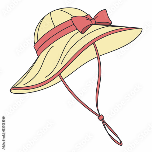 Cute summer sun hat with pink ribbon bow beach vacation accessory