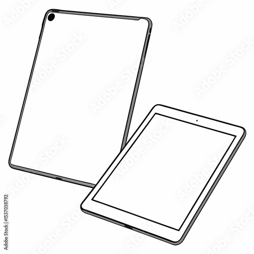 Two tablets modern technology devices digital gadgets screen blank