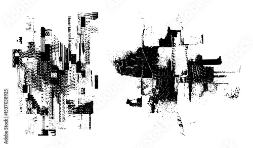 Vector Abstract black brushstrokes create dynamic geometric forms.