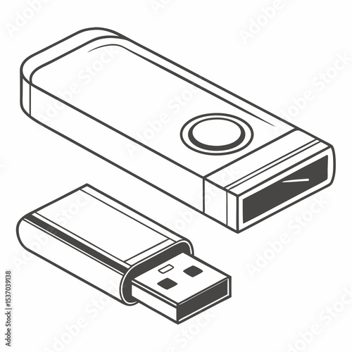 Two usb flash drives data storage devices technology illustration
