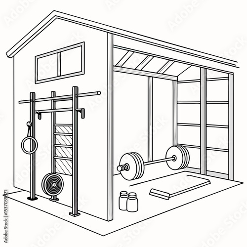 Home gym setup garage weightlifting workout fitness equipment