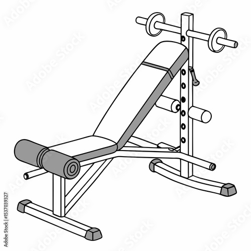 Adjustable weight bench with barbell rack for home gym workout