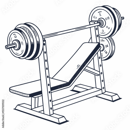 Weightlifting bench press exercise fitness gym workout strength training equipment