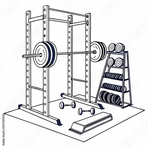 Gym squat rack weightlifting equipment workout fitness strength training