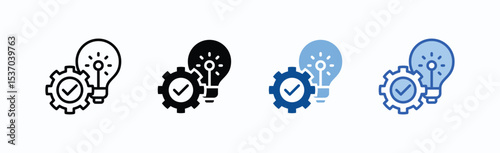 Idea icon sheet multiple style collection isolated vector