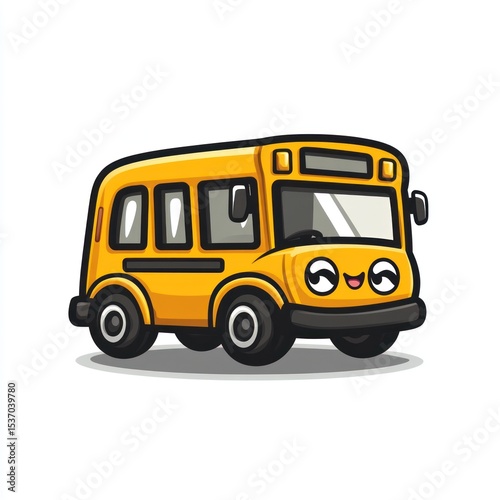Cartoon school bus with happy eyes