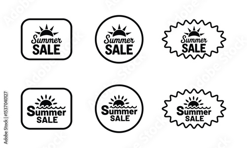 Summer sale sticker icon set. Discount Promotion, sticker, badge, emblem, tag badge and labels design. Template banner shopping badges. vector illustration.