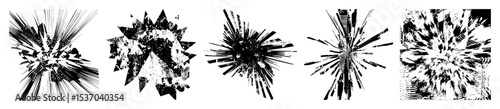 Vector Dynamic burst shapes showcase abstract explosion designs.