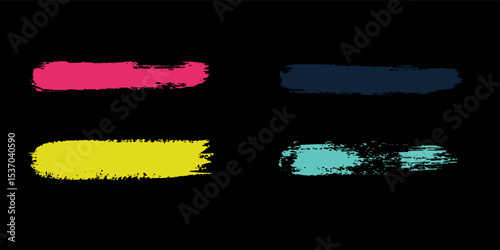 backgrounds. Colorful set of text boxes. Paintbrush collection. Dirty brush texture banners. Rectangular painted objects.Eps10