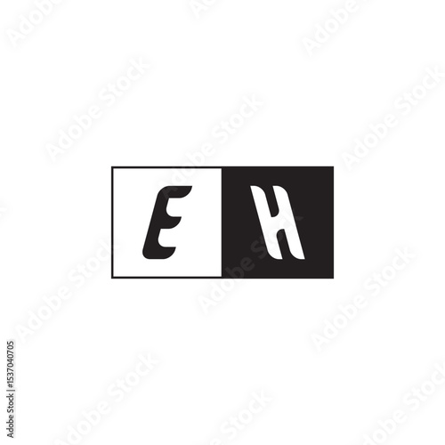 Initial Alphabet Vector EH Unique Simple Bold Monogram Logo Design Alphabet