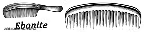 Vector Vintage combs and the word Ebonite are presented as detailed illustrations.