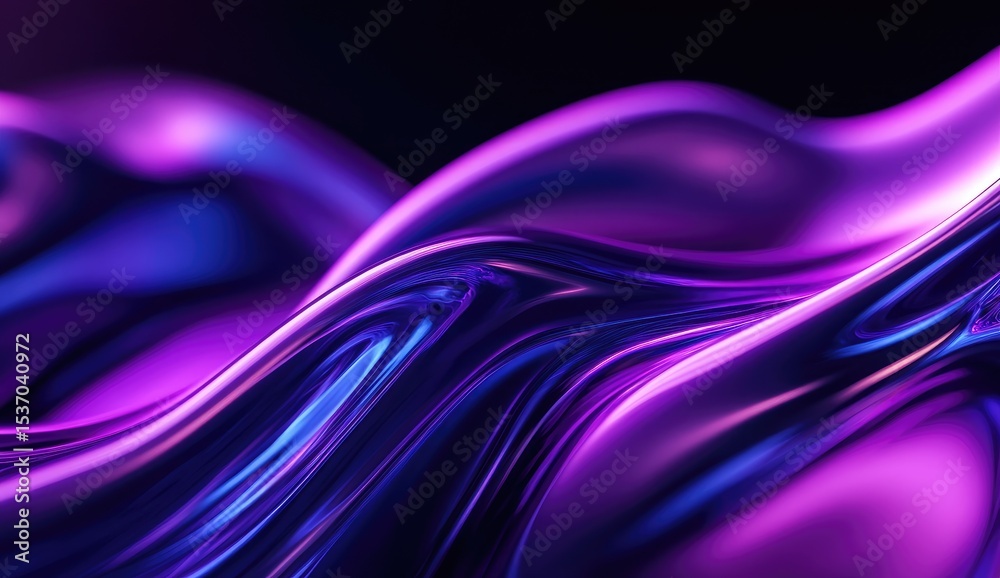 Naklejka premium Abstract liquid flowing forms in vibrant purple and blue