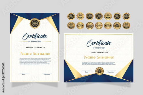 Certificate template with professional clean design. Vector illustration. Certificate of achievement abstract geometric texture decoration for multi-purpose business or education needs