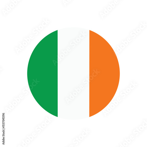 ireland round flag, vector isolated on transparent background