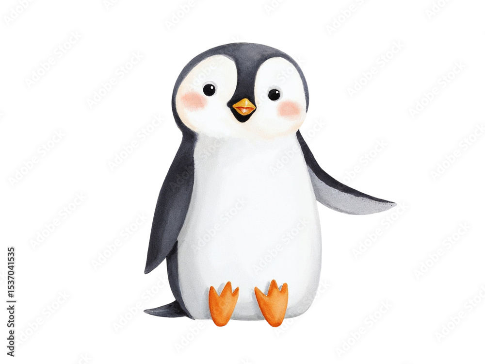 Obraz premium Cute watercolor penguin illustration isolated on transparent background