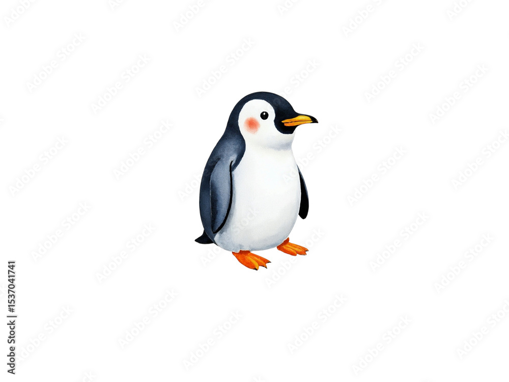 Obraz premium Cute cartoon penguin illustration isolated on transparent background