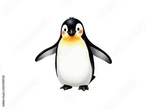 Cute cartoon penguin illustration isolated on transparent background