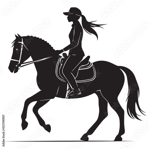 Silhouette of woman riding a horse