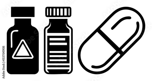 Vector Pharmaceutical Featuring Bottles and Capsules