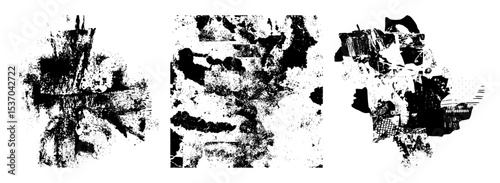 Vector Abstract distressed shapes create a dynamic textural composition.
