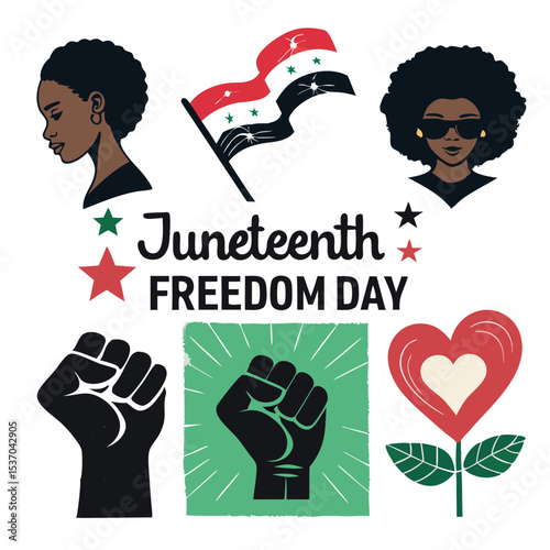 Juneteenth Freedom Day Vector – Black Culture, Power Fists & African Pride Icons
