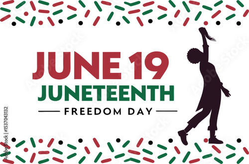 Juneteenth Freedom Day Banner – June 19 Celebration with African American Woman Silhouette


