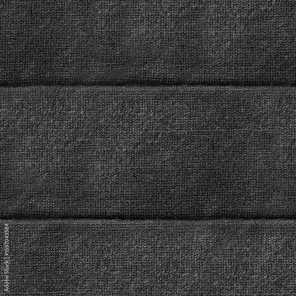 Fototapeta premium Seamless 4k photo texture of dark gray colored cotton cloth material with stitches.
