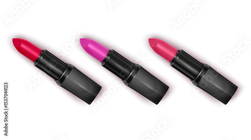 Lipstick Collection Three Vibrant Colors on White