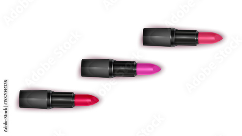 Lipstick Collection Three Vibrant Colors on White