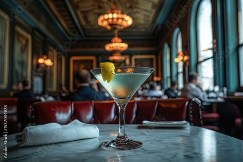 Elegant cocktail in a classic bar photo
